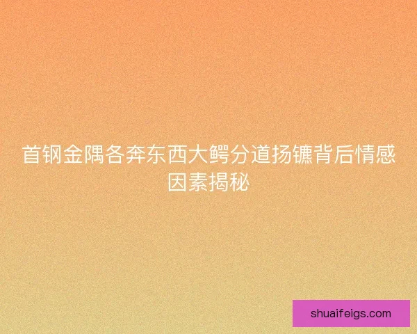 首钢金隅各奔东西大鳄分道扬镳背后情感因素揭秘 首钢金隅各奔东西大鳄分道扬镳背后情感因素揭秘