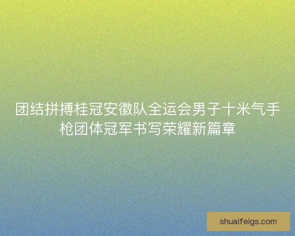 团结拼搏桂冠安徽队全运会男子十米气手枪团体冠军书写荣耀新篇章 团结拼搏桂冠安徽队全运会男子十米气手枪团体冠军书写荣耀新篇章